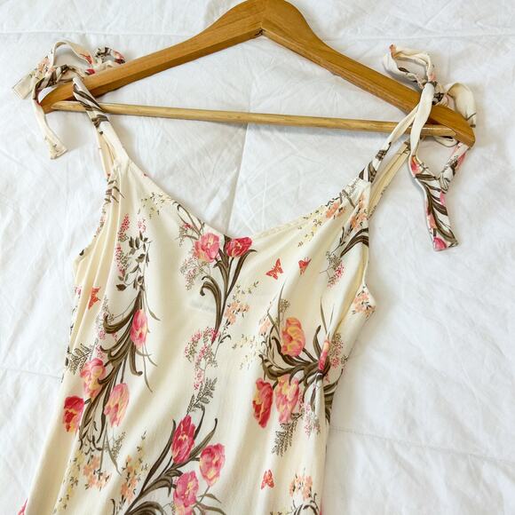 Reformation Christianna Midi Dress Floral Print Cream Pink Sleeveless Tie Small - Picture 6 of 11